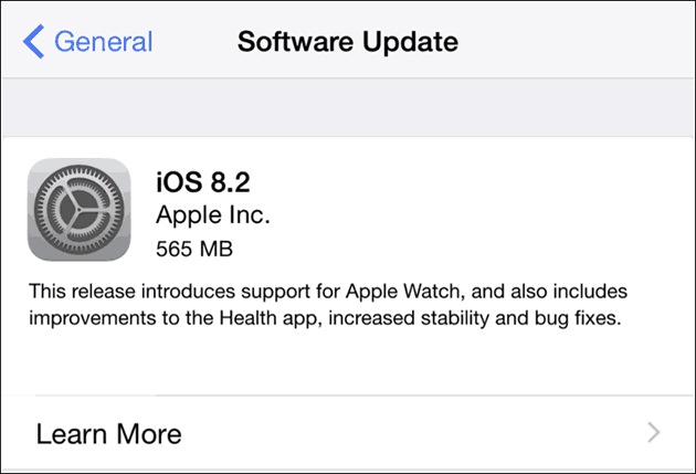 Apple iOS 8.2 pour iPhone et iPad - Mise à jour logicielle