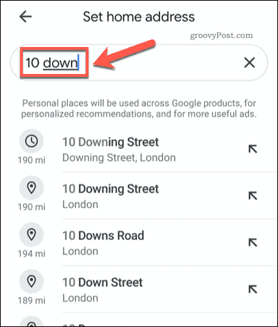 Rechercher une adresse personnelle dans Google Maps pour mobile