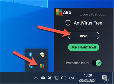 Ouverture de l'interface AVG sous Windows