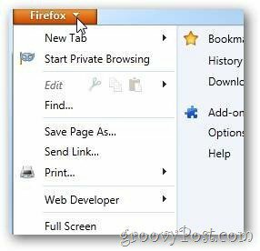 Options d'ouverture de Firefox Arrow