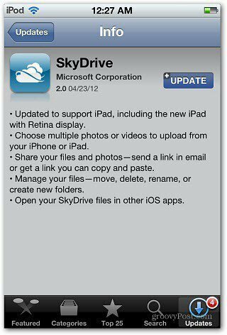 Mise à jour SkyDrive iOS