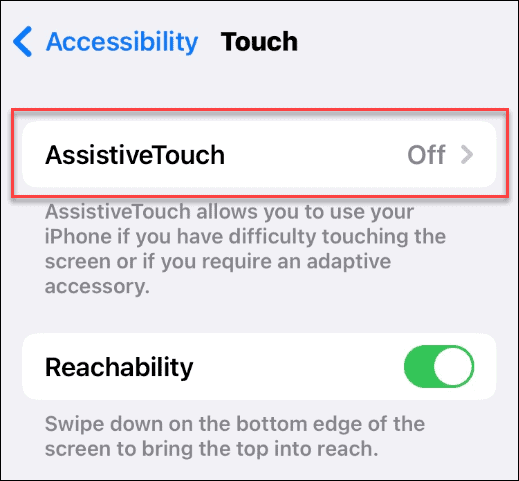 option d'assistance tactile paramètres de l'iphone