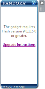 erreur flash pandora gadget windows 7