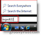 Windows Vista Lancez regedt32 à partir de la barre de recherche