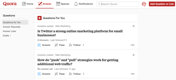 Le marketing sur Quora comprend la réponse aux questions auxquelles vous êtes le plus qualifié pour répondre.