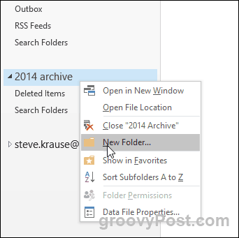Outlook 2016 - Créer un nouveau dossier dans un fichier PST