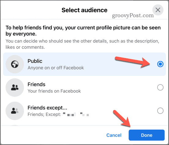 Définir l'audience de l'image Facebook