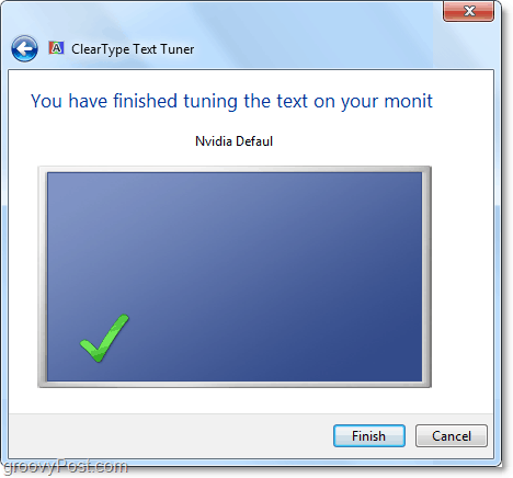 achèvement de l'étalonnage du tuner en clair dans Windows 7 
