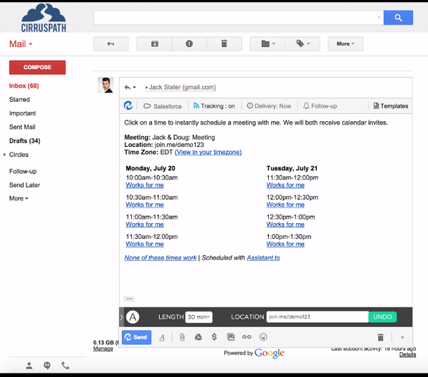 Planifiez facilement des réunions via Gmail avec Assistant.to.
