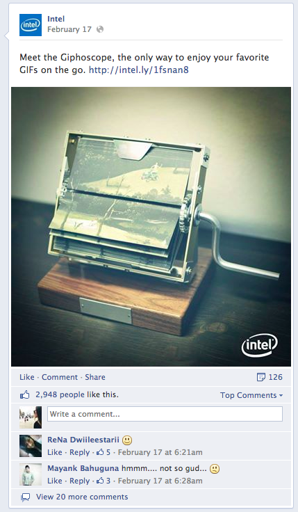 intel post sur facebook