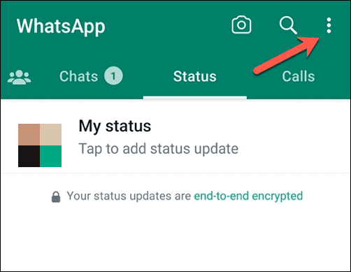 Ouvrir le menu WhatsApp