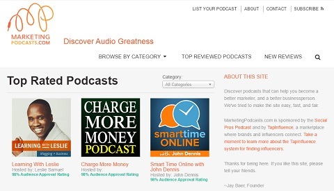 MarketingPodcasts.com est le premier et le seul moteur de recherche de podcasts.