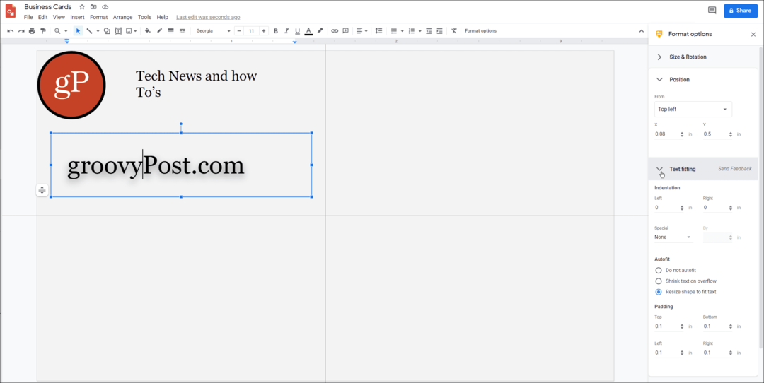 Comment créer des cartes de visite dans Google Docs