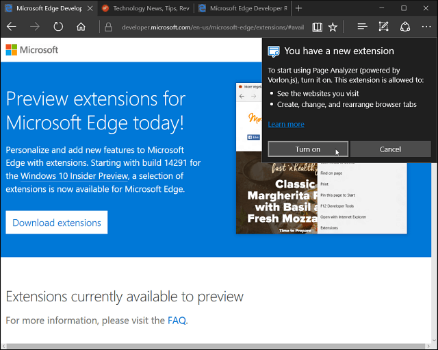 Extension Microsoft Edge installée