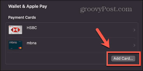 Apple Pay ajouter une carte Mac