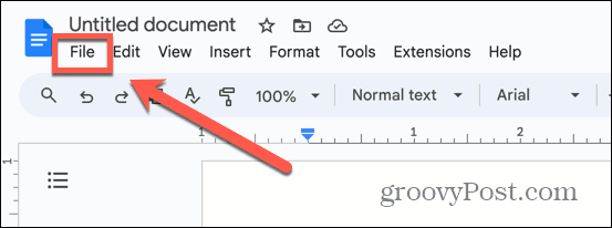 menu de fichiers Google Docs