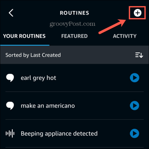 Nouvelle routine de l'application Alexa