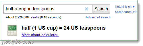 La calculatrice Google convertit les cuillères à café
