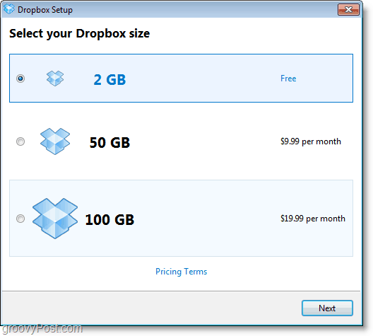 Capture d'écran de Dropbox - obtenez un compte gratuit de 2 Go