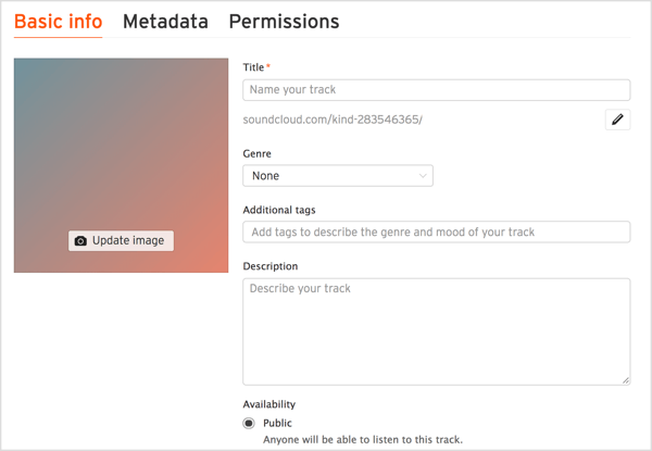 Ajoutez un titre et une description pour votre piste, choisissez un genre et incluez les balises pertinentes dans SoundCloud.