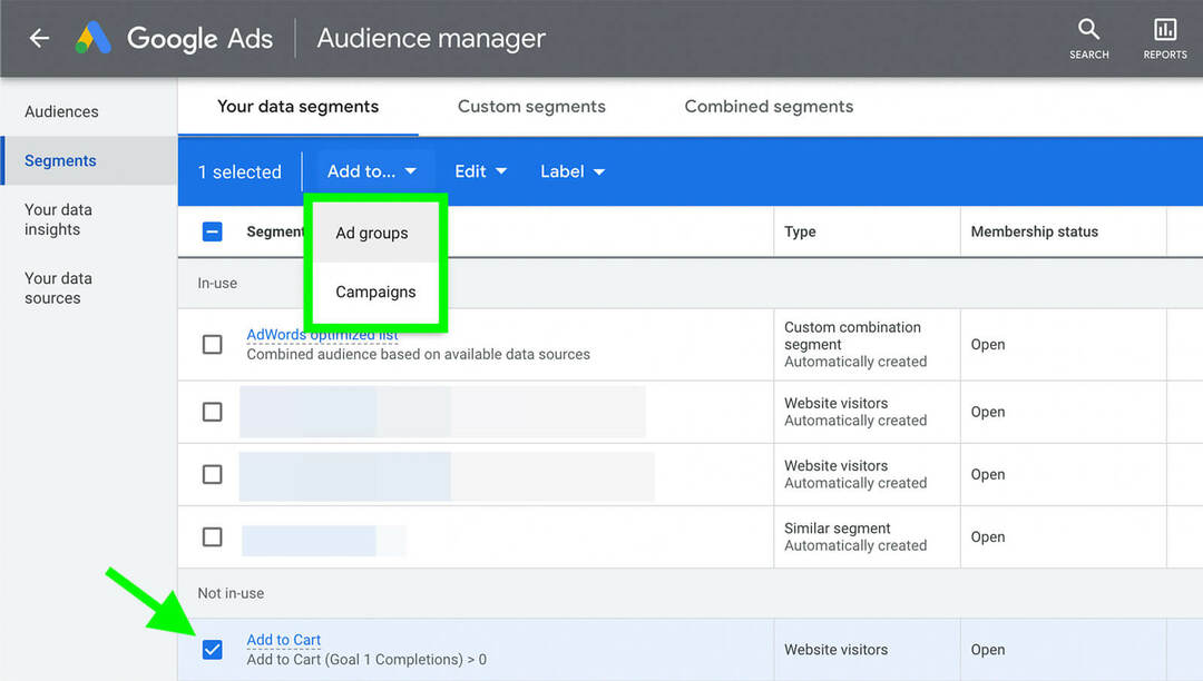 comment-adapter-les-annonces-youtube-horizontalement-au-ciblage-d'audience-examen-google-ads-audience-manager-ajouter-pour-tester-un-groupe-d'annonces-ou-une-campagne-optimisée-ajouter-au-menu-exemple- 9