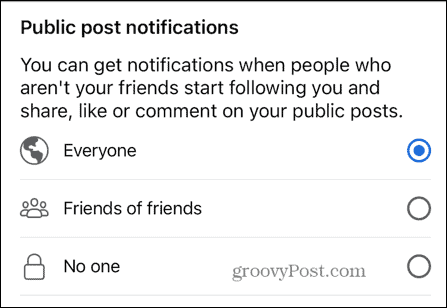 notifications de publications publiques facebook