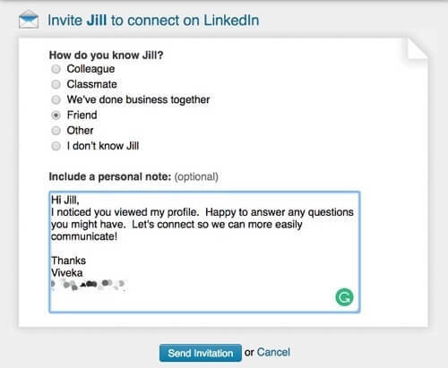 demande de connexion LinkedIn