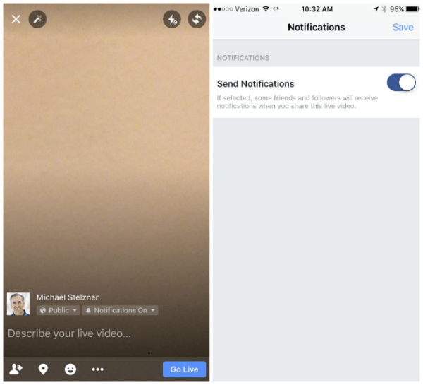 Facebook permet désormais aux diffuseurs d'envoyer des notifications à leurs amis et abonnés lorsqu'ils partagent une vidéo en direct.