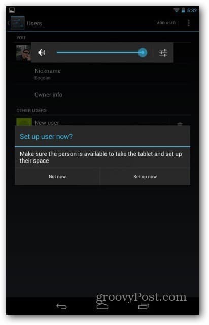 Comptes d'utilisateurs Nexus 7 - Configurer l'utilisateur maintenant