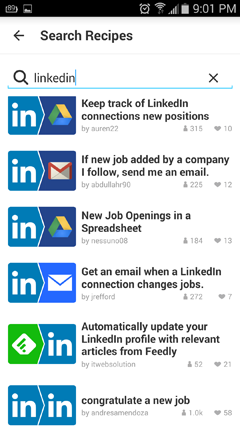 recettes linkedin dans ifttt