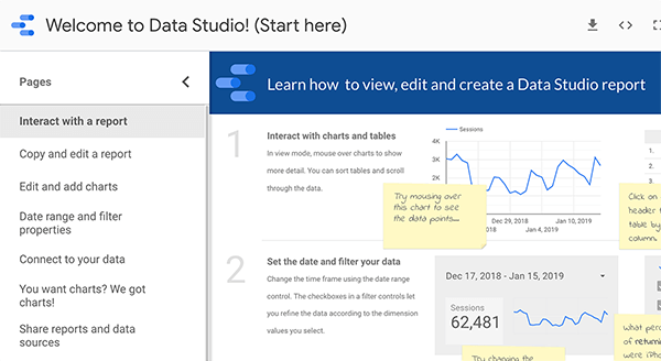 Comment démarrer dans Google Data Studio, astuce 1