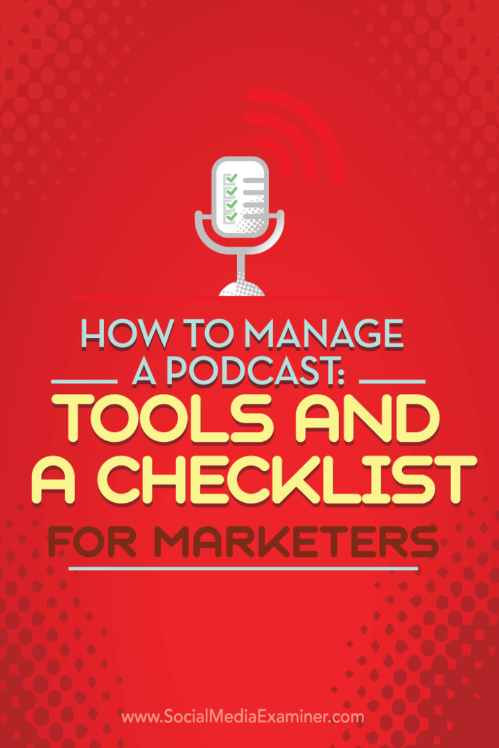 liste de contrôle et outils de gestion de podcast