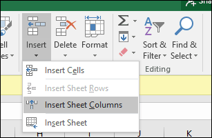 insérer une ligne ou une cellule dans Excel