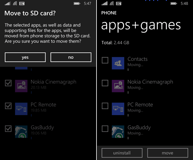 Conseil Windows Phone 8.1: Déplacer des applications et des jeux sur la carte SD