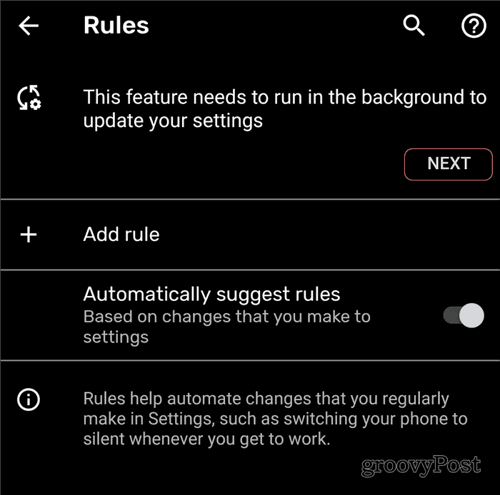 Arrière-plan des règles Android