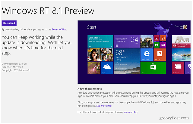 Windows RT 8.1 Aperçu Windows Store