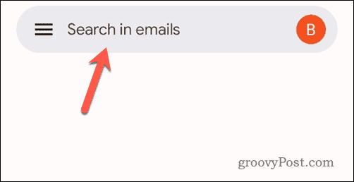 Appuyez sur la barre de recherche dans Gmail mobile