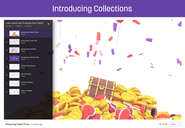 La nouvelle fonctionnalité Collections permet aux streamers de montrer et de promouvoir leurs meilleures vidéos sur Twitch.