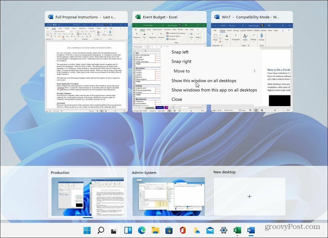 Bureaux virtuels Windows 11