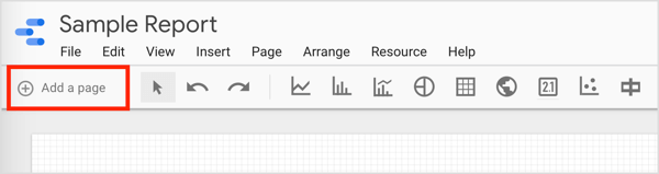 Pour ajouter une nouvelle page à votre rapport, cliquez sur l'option Ajouter une page.