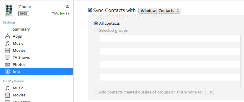 synchroniser les contacts iphone avec les contacts windows en utilisant itunes