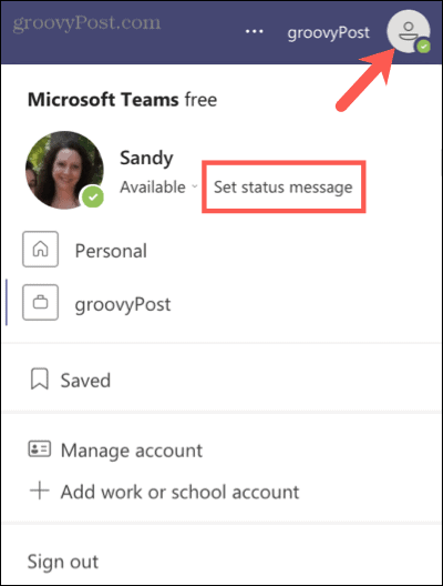 Définir un message d'état dans Microsoft Teams