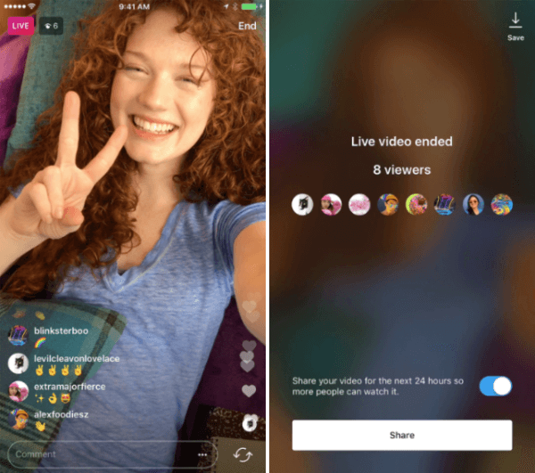 Instagram a introduit la possibilité de partager une rediffusion vidéo en direct sur Instagram Stories pendant 24 heures.