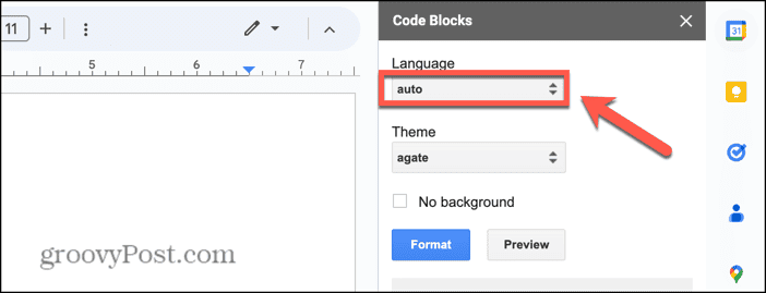 Le code de Google Docs bloque le langage