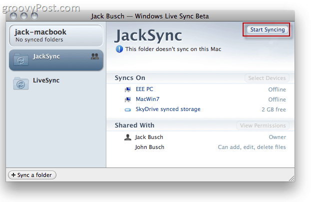 Windows Live Sync Beta sur OS X