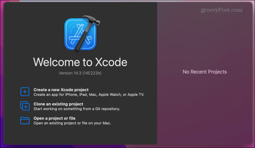 écran de lancement xcode