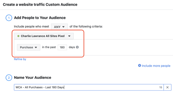 Créez l'audience similaire à Facebook, étape 2.