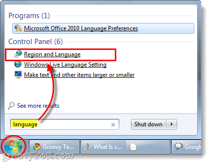 lancer la région et le panneau de configuration de la langue dans Windows 7