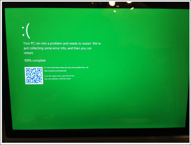 Microsoft présente un écran vert de la mort exclusivement pour les initiés de Windows
