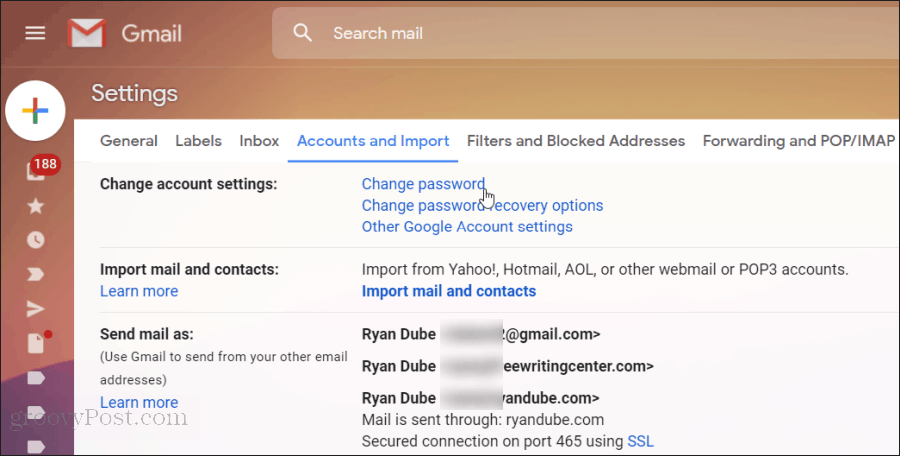 réinitialisation du mot de passe gmail